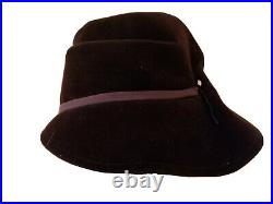 Vintage Elsa Schiaparelli Women Hat Brown Velvet