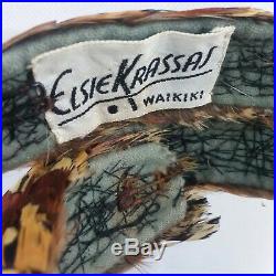 Vintage Elsie Krassas Hawaiian Feather Lei / Hat Band Handcrafted 1960s