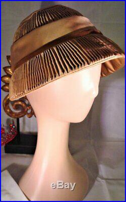 Vintage FLUTED DACHETTES' CLOCHE Pink Cloche Hat By Lilly Dache'
