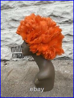 Vintage Feather Hat Women's Orange Bird