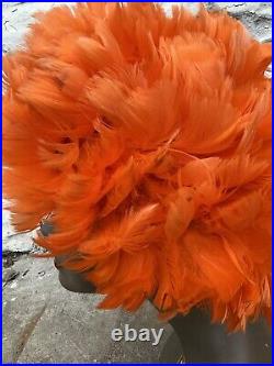 Vintage Feather Hat Women's Orange Bird