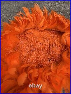 Vintage Feather Hat Women's Orange Bird