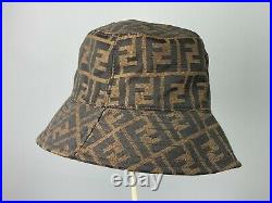 Vintage Fendi Zucca Monogram Print Canvas Buket Hat Cap Brown One Size