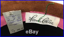 Vintage Frank Olive Hat Nwt $250.00 New Old Stock Black Wool Brown Suede