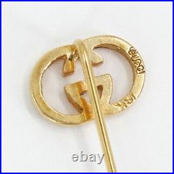 Vintage GUCCI 18K SOLID YELLOW GOLD Lapel/Hat Pin, Brooch