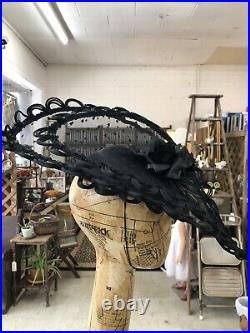 Vintage Gerdines Of St Louis black fascinator hat, Undulating moving Parts