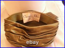 Vintage Green Satin Authentic Christian Dior Chapeaux Paris-New York Lady's Hat