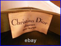 Vintage Green Satin Authentic Christian Dior Chapeaux Paris-New York Lady's Hat