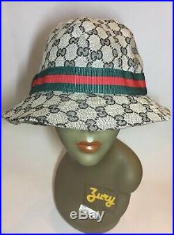 Vintage Gucci Bucket Fedora Hat Womens XXL Gray/Navy