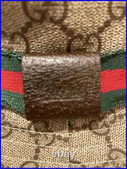 Vintage Gucci Bucket Hat Web Stripe GG Monogram Sz L Women Leather Logo