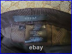 Vintage Gucci Bucket Hat Web Stripe Monogram Beige Sz M Women S Men Leather Logo
