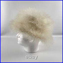 Vintage HAPPY CAPPER 1960s Ivory White Feather MARABOU Party Cocktail HAT USA