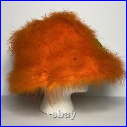 Vintage HAPPY CAPPERS 1960s Orange Feather Hat Marabou Notes