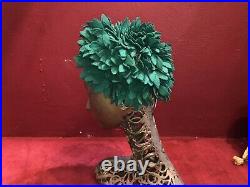Vintage Hat 1950S 1960S Felt Green Turban Gross Keys