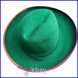 Vintage Hat Adolfo Fedora II Excello Green Wool Felt 70s