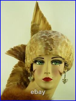 Vintage Hat Jack Mcconnell, Three Winged Feather Cloche, Red Feather Original