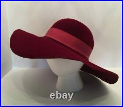 Vintage Hat Pack France Womens Wide Brim Elegant Floppy Hat One Size Red Velvet