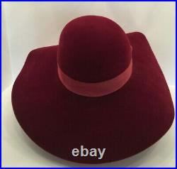 Vintage Hat Pack France Womens Wide Brim Elegant Floppy Hat One Size Red Velvet
