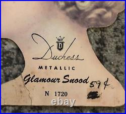 Vintage Hat Sign Duchess Metallic Glamorous Woman Snood Advertising Display Hair