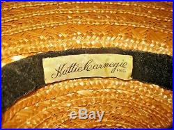 Vintage Hattie Carnegie Women's Hat Straw Rare
