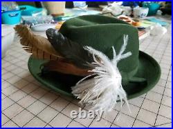 Vintage Hermes Exclusive Ladies Fedora Wool Hat with Feathers RARE