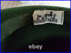 Vintage Hermes Exclusive Ladies Fedora Wool Hat with Feathers RARE
