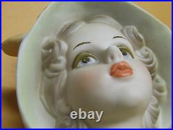 Vintage Inarco Teen Girl withLarge Hat & Bow Lady Head Vase (#E6212, Japan)