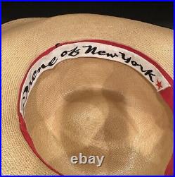 Vintage Irene Of New York Large Brimmed Straw Hat Floral Trim