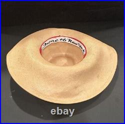 Vintage Irene Of New York Large Brimmed Straw Hat Floral Trim