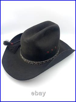 Vintage JOHN B. STETSON Cowboy Hat BLACK 4X BEAVER Sz 7 1/8 USA