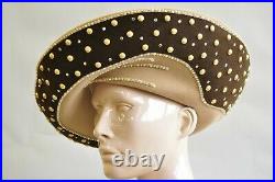 Vintage Jack McConnell Boutique Brown Camel Wool Wide Brim Church Derby Hat