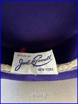 Vintage Jack McConnell Hat 3 Butterfly Rhinestones Purple
