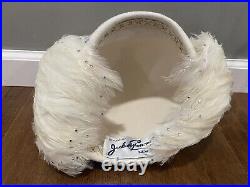 Vintage Jack McConnell New York White Feather Faux Diamond Show Girl Women's Hat