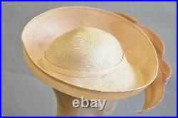 Vintage Jack McConnell Pink Iridescent Jewel Straw Flower Petal Church Derby Hat