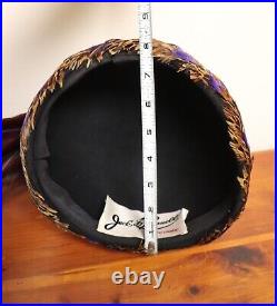Vintage Jack McConnell Vibrant Purple Feather Skull Cap Church Fascinator Hat
