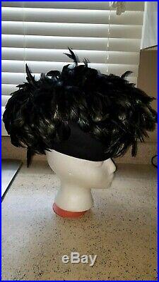 Vintage Jack McConnell Womens Black Feather Hat