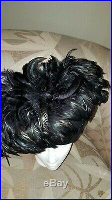 Vintage Jack McConnell Womens Black Feather Hat