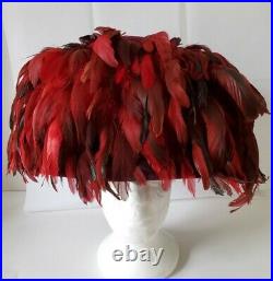 Vintage Jack Mcconnell Boutique Burgundy feather hat feather Derby Church