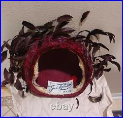 Vintage Jack Mcconnell Hat RED & BLACK Dangle Feather throughout