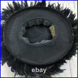 Vintage Kokin New York Black Beaded Feather Hat