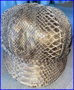 Vintage Kokin New York Genuine Python Metallic Cabbie Hat Cap