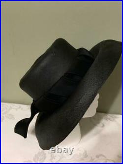 Vintage Ladies Christian Dior Black Rim Hat Chapeaux