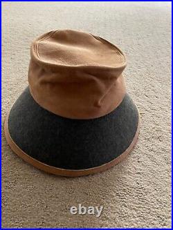 Vintage Ladies Holland & Holland leather and wool hat LOOKS NEW size M