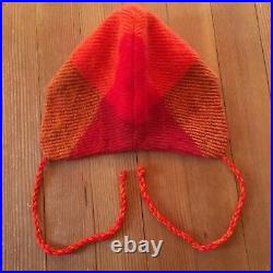 Vintage Lena Rewell Wool and Silk Handmade Hood Finland Red Pink Orange NICE