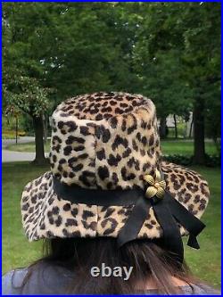 Vintage Leopard Faux Fur Floppy Hat
