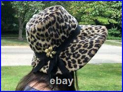 Vintage Leopard Faux Fur Floppy Hat