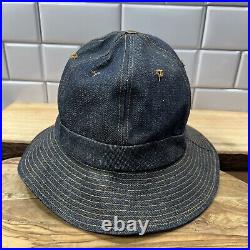 Vintage Levi's Orange Tab Bucket Hat Size Small 1970s Blue Indigo