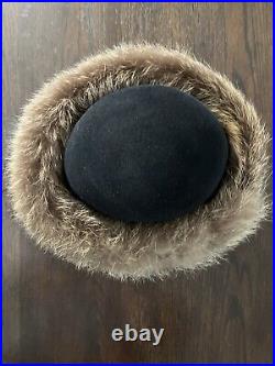 Vintage Lord and Taylor Fur And Felt Luxury Hat 1960's Black And Brown