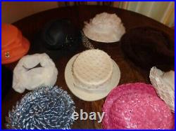Vintage Lot 14 Women's Hats Headbands 40/s/50s/60s Feather Fur Mesh Flowered