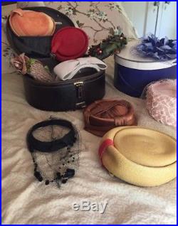 Vintage, Lot, Womens Hats! A Royal Event In A Train Case! Fascinators/Pillboxes